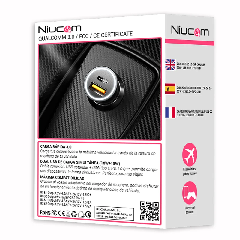 NIUCOM: Cargador de 20W USB-C PD